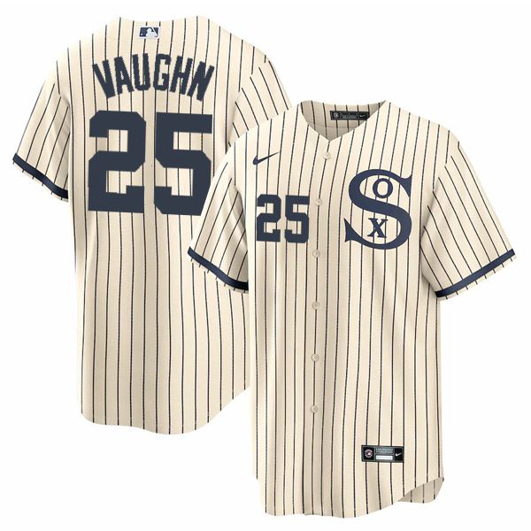 Men Chicago White Sox #25 Vaughn Cream stripe Dream version Game Nike 2021 MLB Jersey